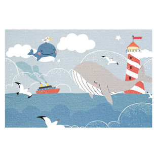 儿童房间地毯男孩卧室床边毯阅读区图书角游戏学习书桌椅子地垫