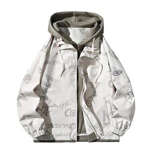 假两件外套男春秋季潮流夹克痞帅气休闲褂子秋冬外衣潮牌冲锋风衣