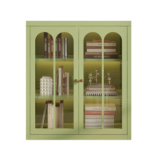 钢制书柜儿童玻璃带门防尘玩具柜家用客厅靠墙铁皮柜储物柜置物架