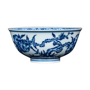 钟家窑柴窑青花5寸饭碗 景德镇陶瓷碗小号汤碗面碗家用福寿连绵碗