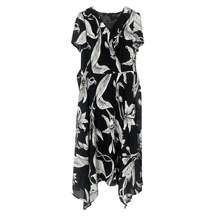 海兰丝印花大花连衣裙氛围美人法式浪漫蓝调印花收腰度假连衣裙