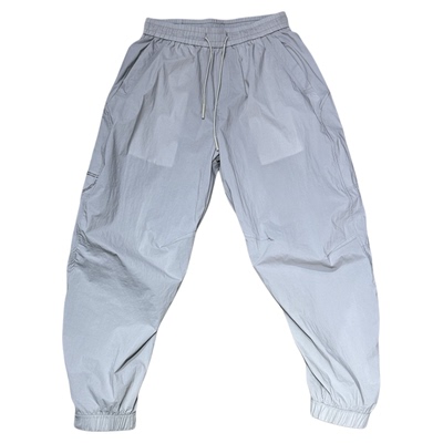 潮牌拼接刺绣弯刀休闲裤男薄款