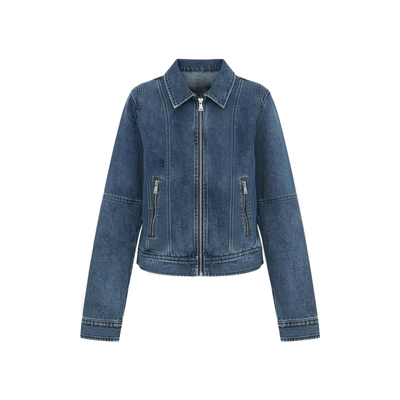 重工洗水丹宁短款牛仔外套上衣