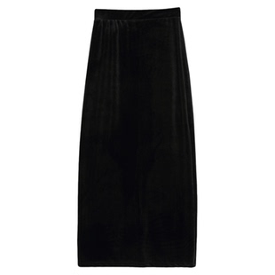 黑色包臀裙女金丝绒半身裙秋冬长裙修身显瘦高腰开叉复古一步裙子