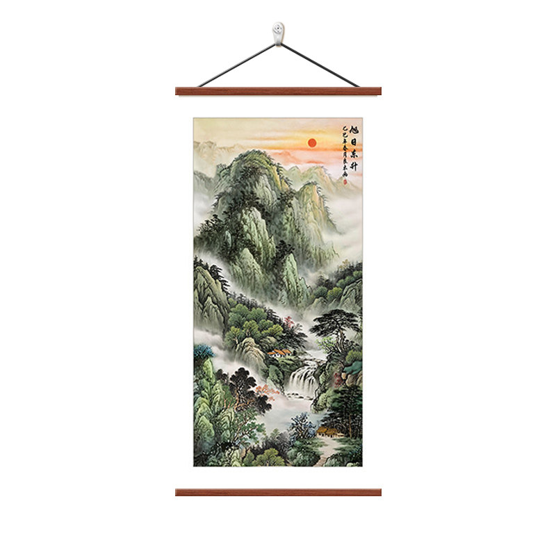 旭日东升玄关挂画山水画新中式