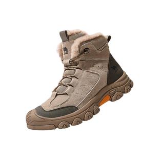 骆驼户外休闲鞋2025春季加绒保暖棉鞋防滑厚底马丁靴增高徒步男鞋