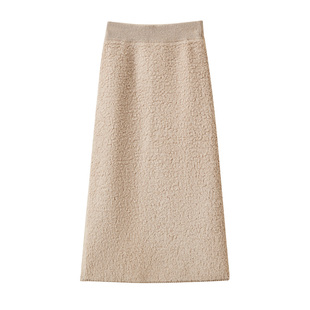 春竹加厚纯羊毛秋冬新款松紧腰圈圈纱高级感显瘦保暖女针织半截裙