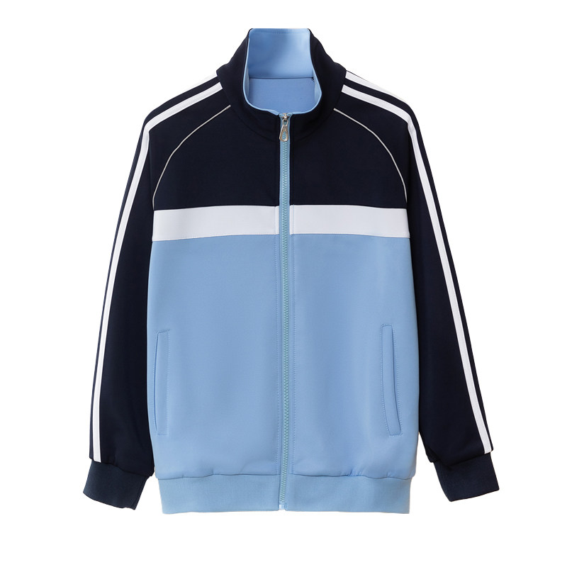 初中学生校服套装运动会毕业班服月蓝色外套棒球运动服学院风上衣
