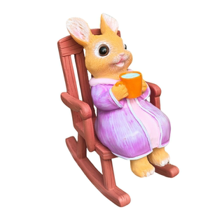 可爱办公室桌面兔子摇椅摆件花园阳台庭院造景盆栽幼儿园松弛装饰