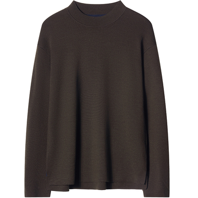 石见山双色双面半高领保暖羊毛衫