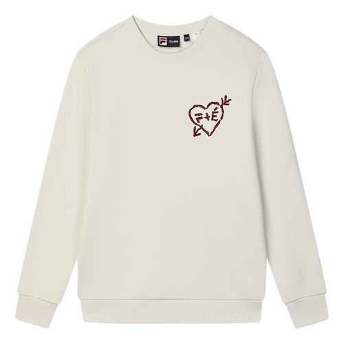 FILA X Études斐乐官方男子套头卫衣2025春新款红色男女同款上衣