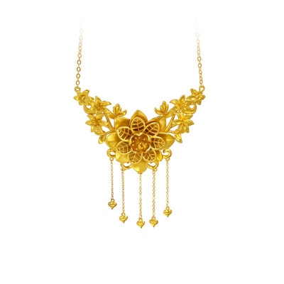 镀金花朵流苏新娘婚庆项链