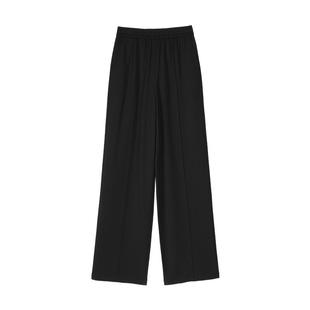 【磨毛内里】MSLAN26春通勤宽松半松紧腰休闲裤垂感显瘦阔腿裤