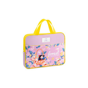 三年二班 月光花园横版手提包小学初中生专用拎书补习手提文件资料袋高颜值卡通风收纳袋拉链式科目分类袋F