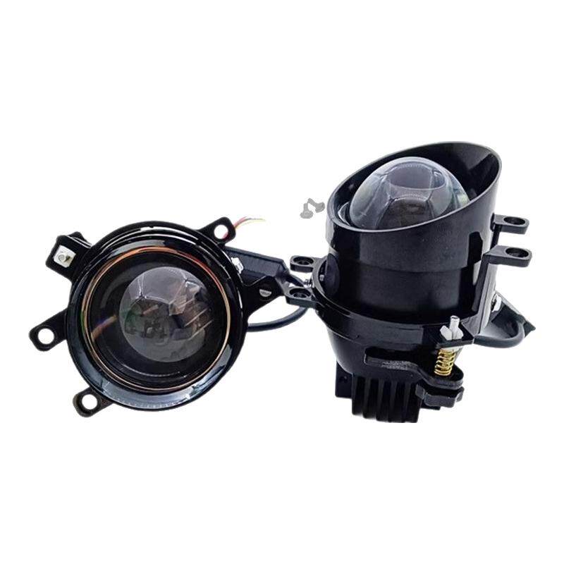 汽车切线款雾灯总成LED双光透镜改装超亮远近光炮一体3寸专用通用