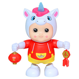 儿童手提灯笼音乐发光独角兽生肖马宝宝新年礼物元宵节卡通小花灯