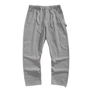 美式街头春夏季薄款户外技能风多口袋宽松复古直筒百搭伐木工装裤