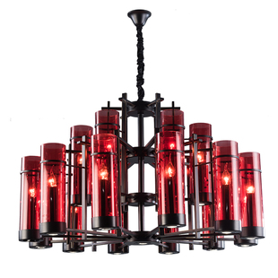 新中式红色新款设计师创意美式复古酒吧会所餐厅吊灯饭店包厢吊灯