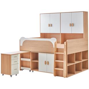 全友家居小户型卧室儿童半高床书桌储物柜一体儿童房男孩女孩1米2
