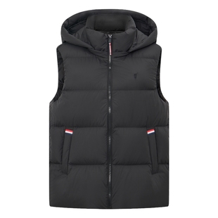 POLOWALK女装羽绒马甲冬装90绒连帽保暖纯色百搭羽绒背心女士外套