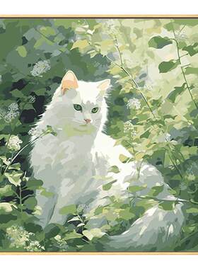 猫咪diy数字油画丙烯画装饰画