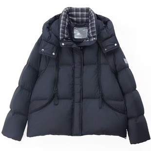 2026年巨好看的鹅绒短款羽绒服女新款藏蓝色轻薄独特漂亮时髦洋气