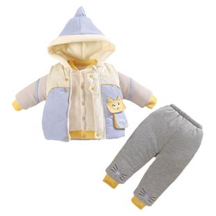 加厚棉服袄男宝宝冬装分体款三件套童0一1岁小婴儿衣服外套装季天