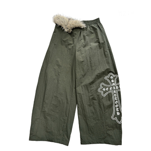 期望Studio美式毛领拼接加绒弯刀伞兵裤女冬季宽松阔腿裤滑雪裤