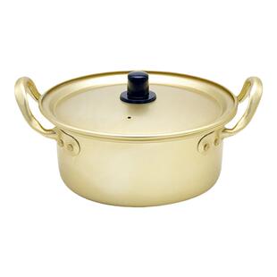 韩国网红拉面锅汤锅韩式泡面锅年糕火锅黄铝锅料理店双耳小锅商用