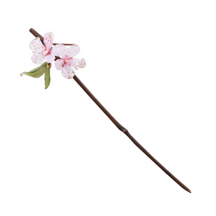 桃花 热缩花簪竹子发簪古风日常汉服新中式盘发步摇簪子国风手工