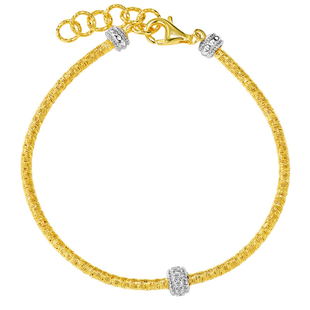 意大利金银双色单环金铉线手链女925银镀18K金简约时尚拉丝手环