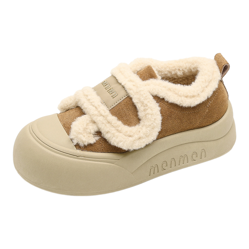 大码女鞋4142厚底雪地靴女秋冬季加绒毛毛鞋保暖棉鞋魔术贴松糕底