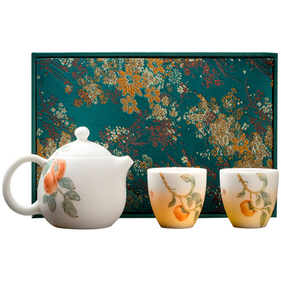 省大师庄晓明手绘柿柿如意龙蛋壶