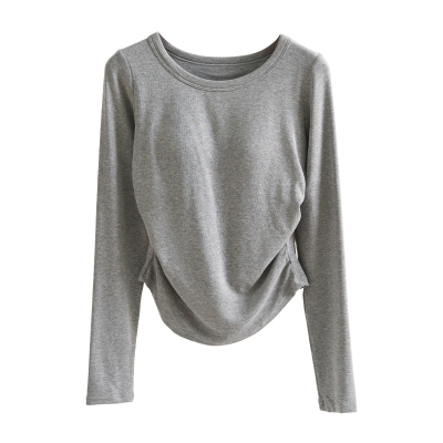 打底衫女秋冬收腰显瘦带胸垫长袖