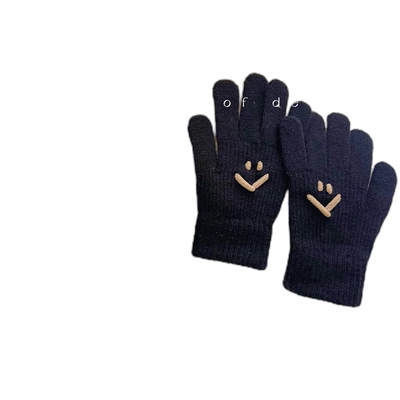 可触屏毛线手套手工笑脸