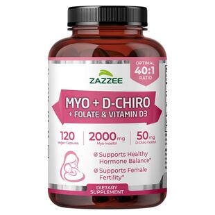 美国原装ZAZZEE女性肌醇Myo和D-Chiro Inositol活性叶酸维生素D3
