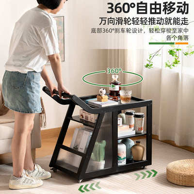 可移动边几小桌子沙发侧边柜茶几床头桌推车茶台巴士实木餐车客厅