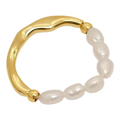 两种戴法天然淡水珍珠拼金属戒指