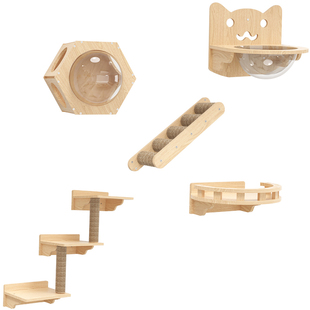 新款猫爬架挂墙面墙壁式猫墙猫窝猫树壁挂式全实木猫抓墙猫跳台