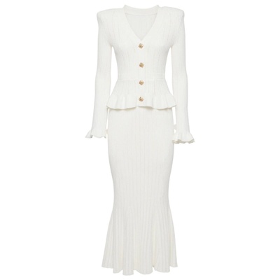 姐姐风性感镂空毛衣针织弹力长裙