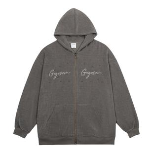 GOGOSOON加绒卫衣外套男新款2025秋冬开衫双拉链连帽厚美式运动厚