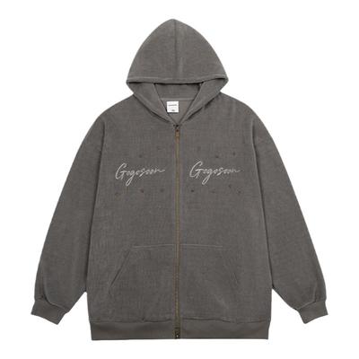 GOGOSOON卫衣外套男380g新款2025春秋连帽拉链开衫美式运动加绒冬