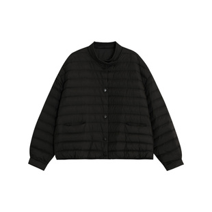 HVIVI宽松小立领90白鹅绒磁吸扣排骨羽绒服女冬季2025轻暖厚外套