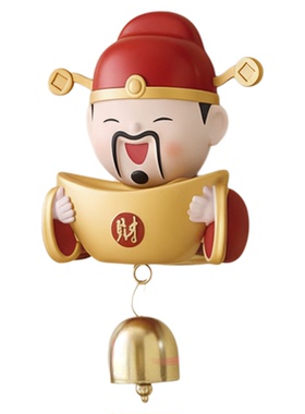 财神爷多巴胺门铃入户门风铃店铺开门提醒铃铛挂饰冰箱磁吸贴装饰