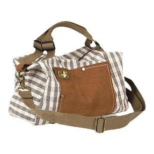 帆布包ins韩风大容量波士顿枕头包复古小众手提双肩斜挎两用包女