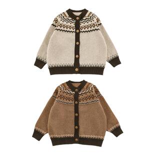 幼悠男童2026新款复古英伦风长袖毛衣春秋潮牌时尚保暖儿童开衫潮