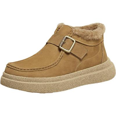 百思图25冬季商场新款保暖雪地靴时尚户外加绒棉鞋男短靴W2672DD5