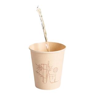 本色竹纤维纸杯一次性家用加厚印花咖啡水杯办公室茶水杯子