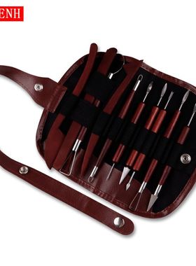 陶泥工具红色木杆工具陶艺泥塑现货双面厂家件套工具雕刻刀12