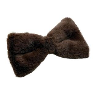 超大号毛绒蝴蝶结发夹秋冬鸭嘴夹发饰女后脑勺毛茸茸横夹冬季头饰